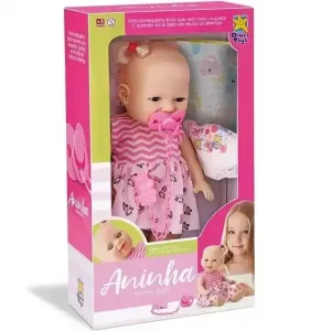 imagem de BONECA ANINHA DORME BEBE C/OLHO MOVEL E ACESSORIOS