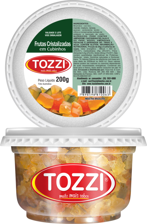 imagem de FRUTAS CRISTALIZADAS TOZZI 200G EM CUBOS