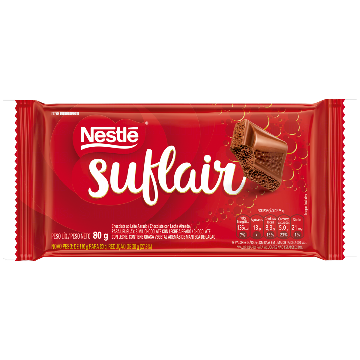 imagem de CHOC BARRA NESTLE 80G SUFLAIR AO LEITE