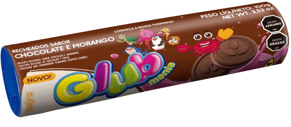 imagem de BISC GLUB MANIA 100G RECH CHOC E MORANGO