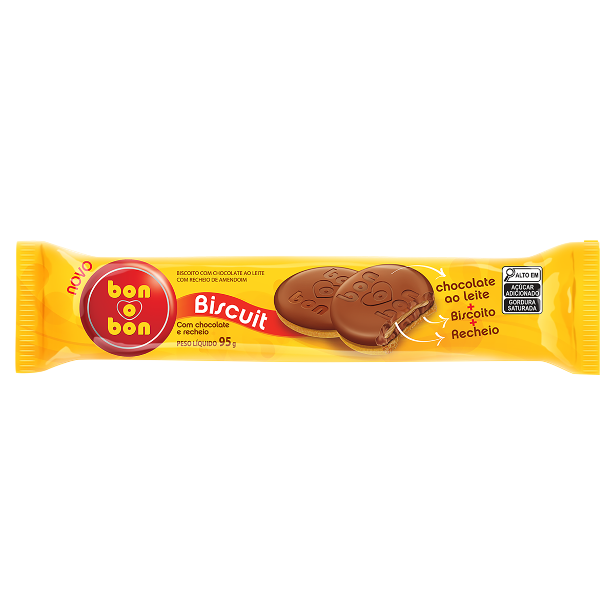 imagem de BISC CHOC BISCUIT BONOBON 95G AMENDOIM