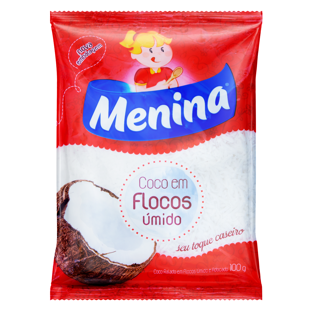 imagem de COCO RALADO MENINA FLOCADO UMIDO ADOC 100G
