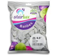 imagem de BALOES STARLUX  N 6,5 LISO BRANCO C/25UN