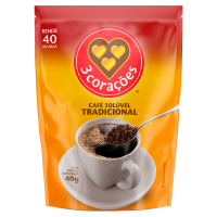 imagem de CAFE 3 CORACOES SOLUVEL GRANULADO 40G REFIL TRAD